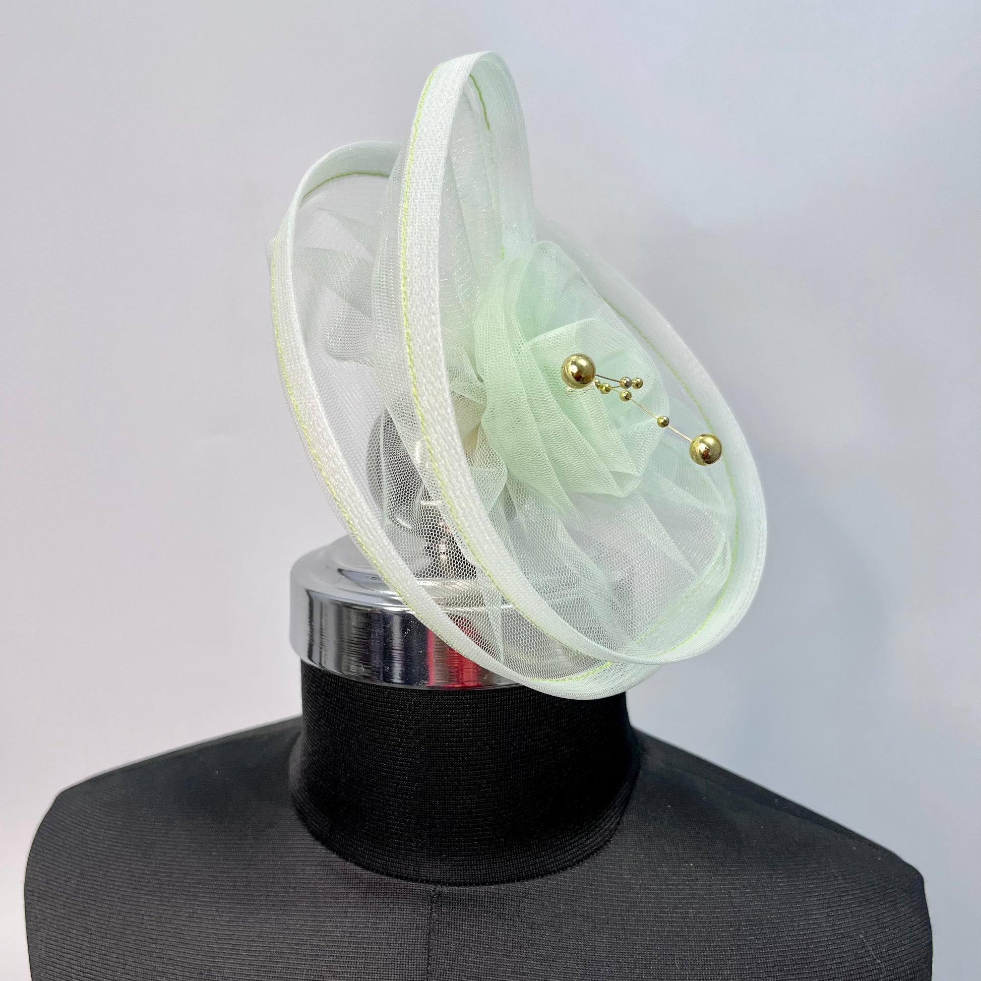 Light Green Fascinator Hat Hair Clip | Baby Girl First Birthday Headband