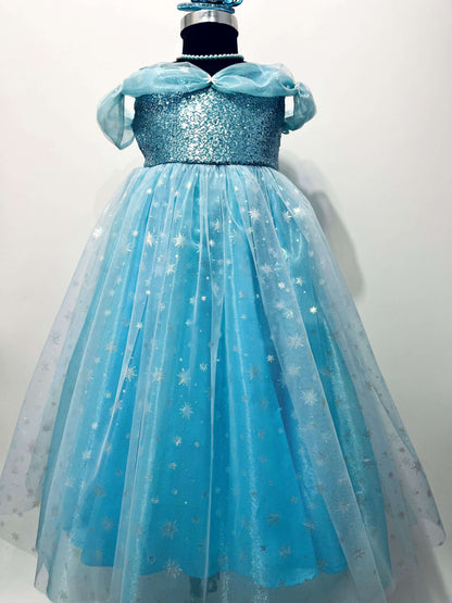 Frozen Theme Light Blue Dress for Special Occasion
