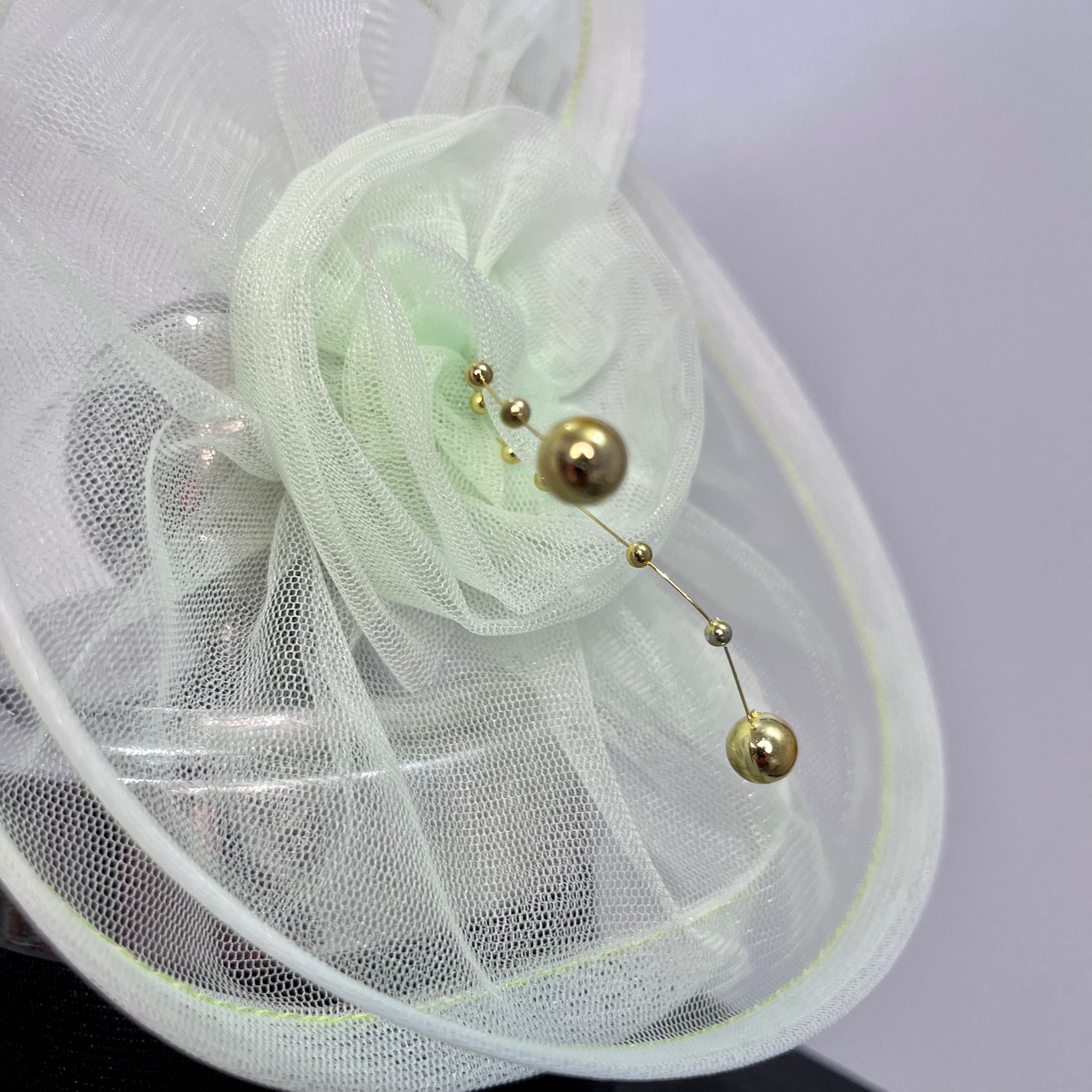 Light Green Fascinator Hat Hair Clip | Luxury Hair Accessories