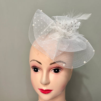 Designer White Fascinator Hat | Women Derby Fascinator Hair Clip