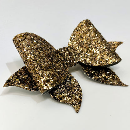 Metallic Gold Pigtail Bow | Alligator Hair Clip