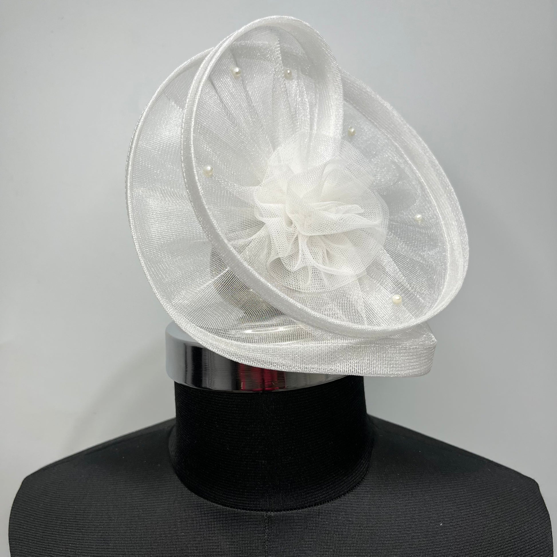 Twisted White Flower and Pearls Fascinator | Birthday Hair Accessories