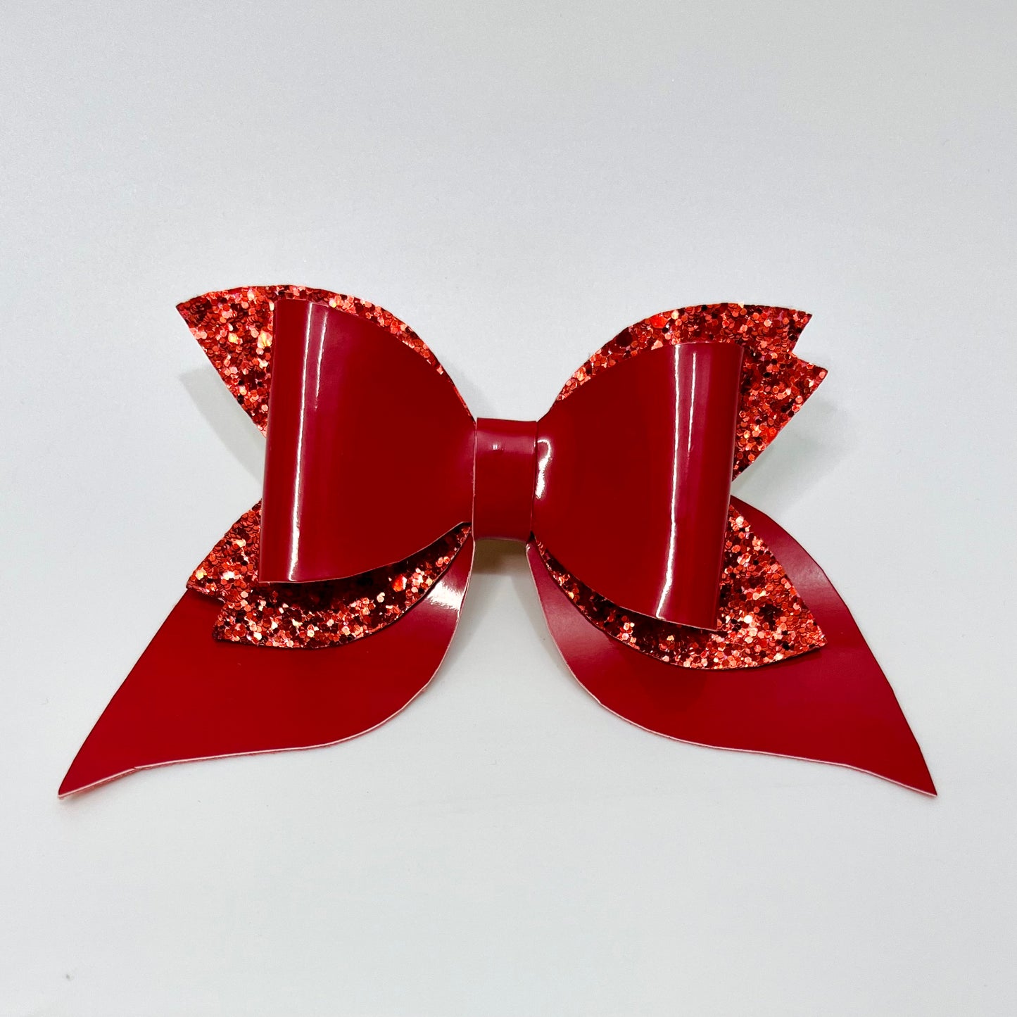 Red Pigtail Bow | Leather and Glitter