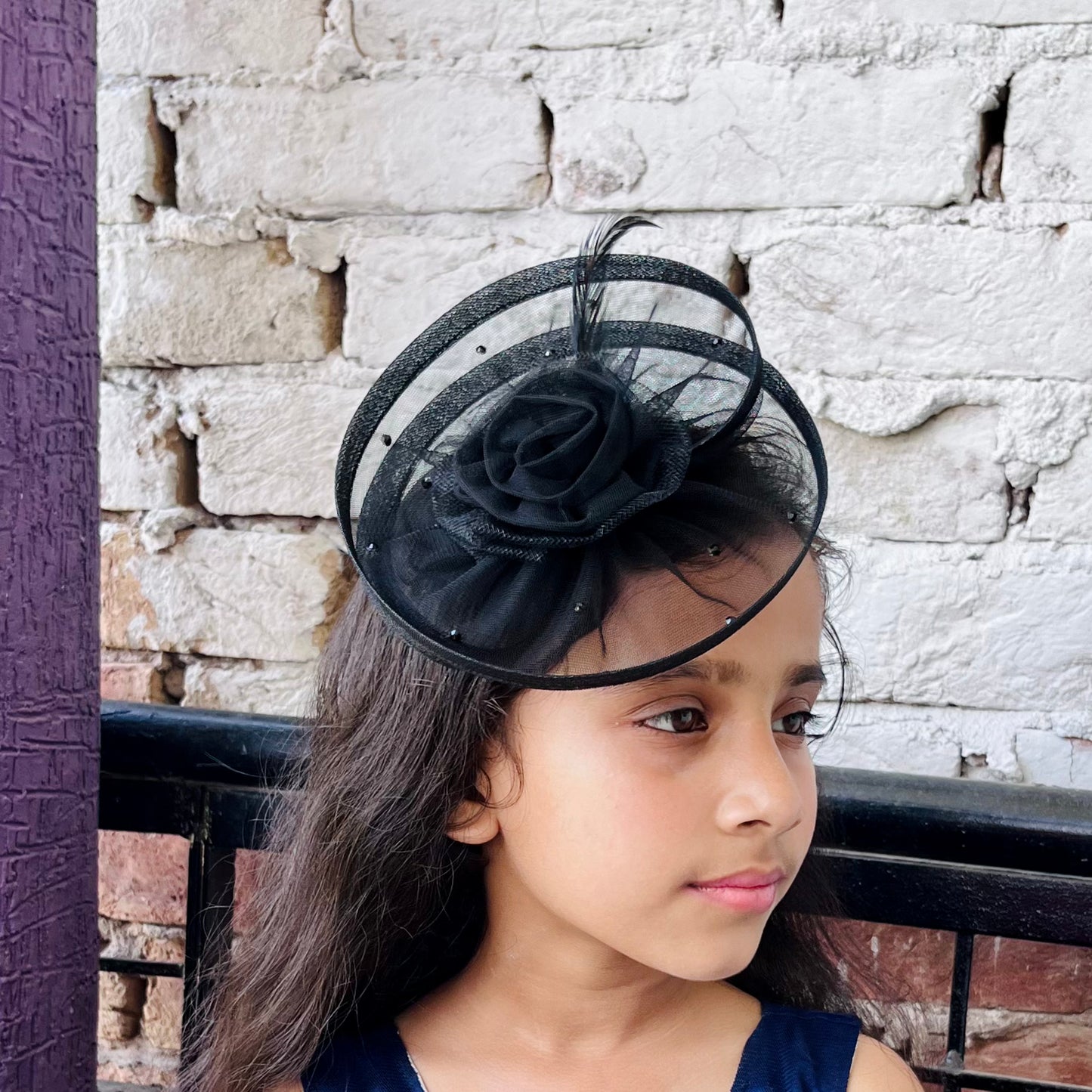 Black Feather and Pearls Fascinator | Designer Hair Clip
