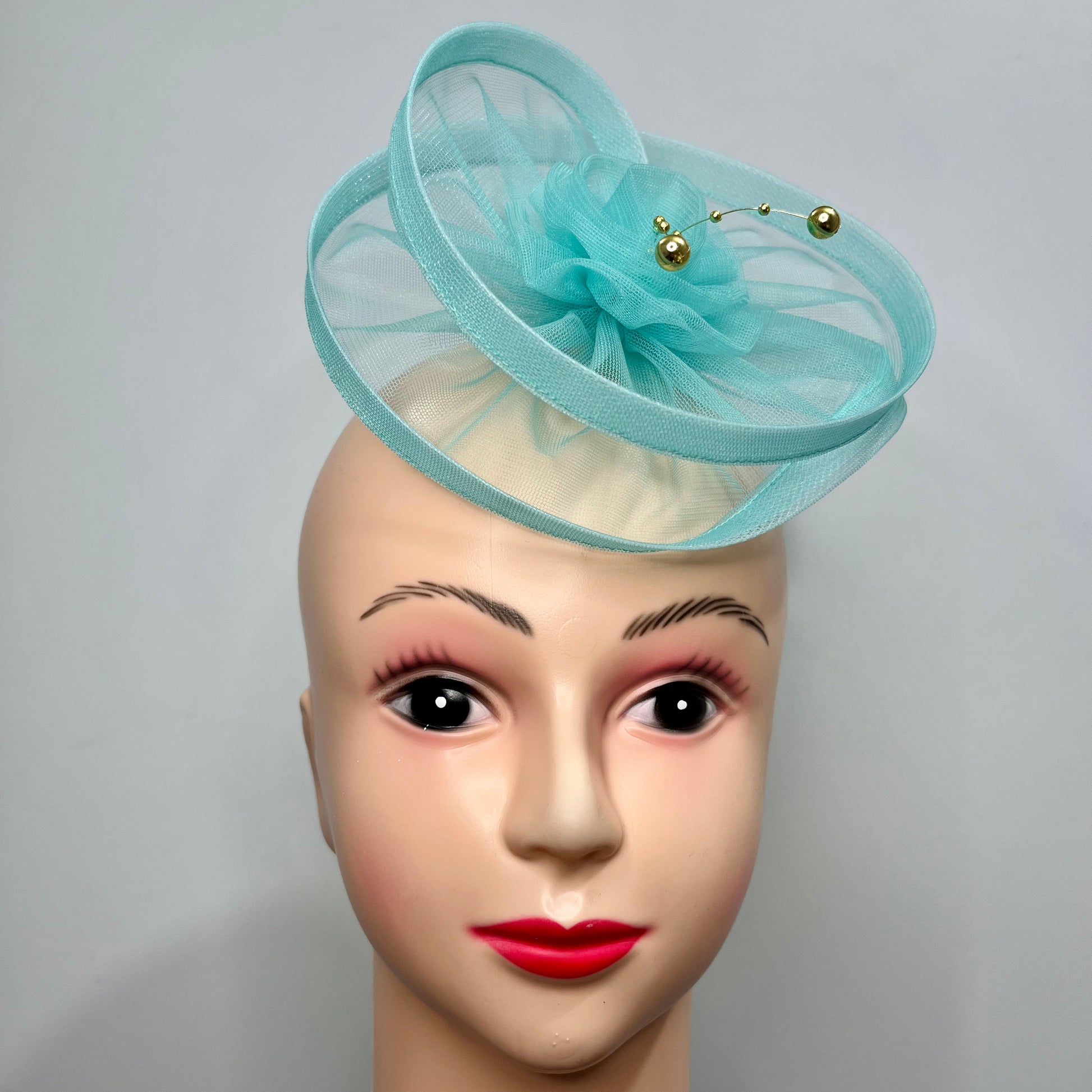 Pastel Turquoise Blue Fascinator Hat Hair Clip