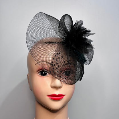 QUEEN OF THE NIGHT Black Fascinator Hat | Victorian Photoshoot Veil Hair Pin