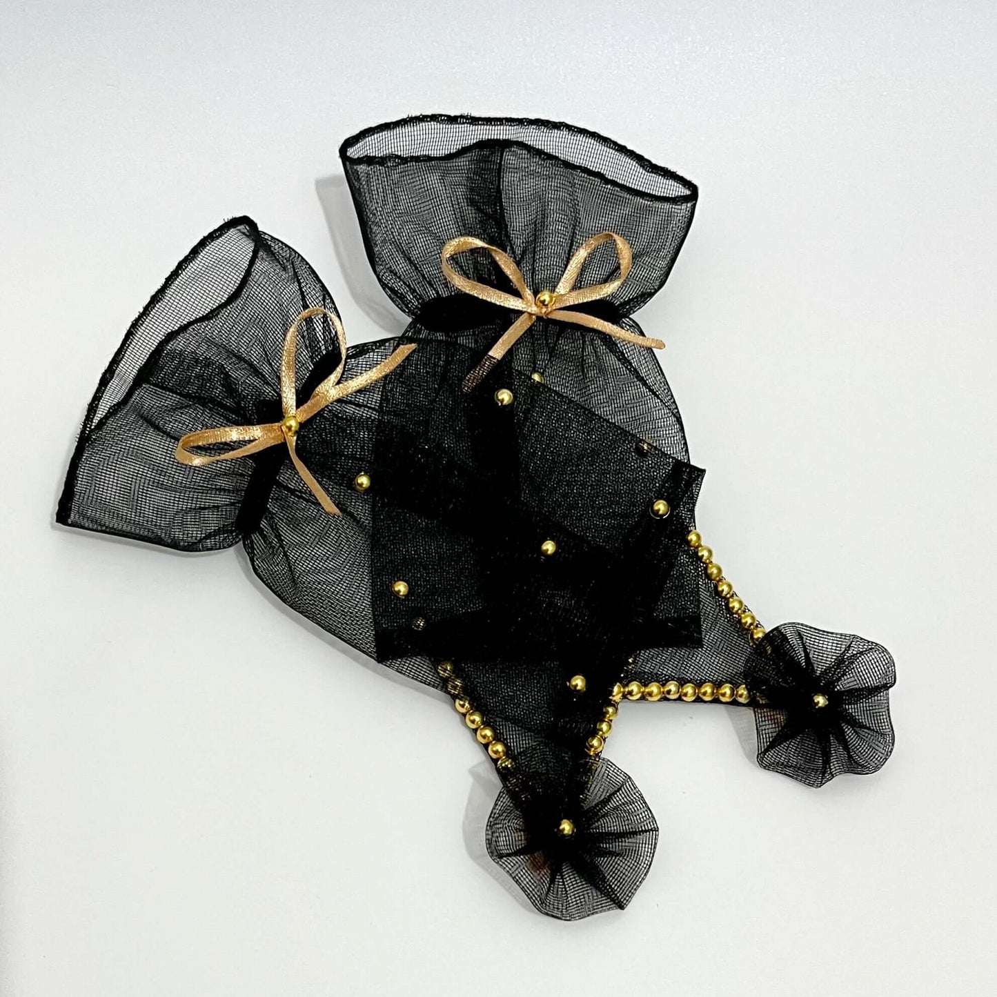 Black Gloves with Golden Pearls | Princess Birthday Accessories