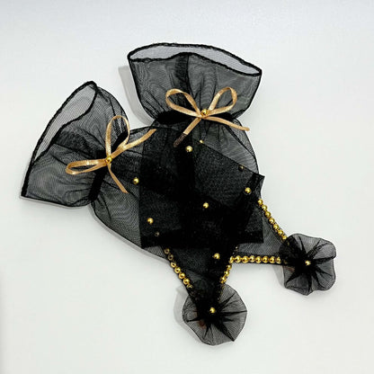 Black Gloves with Golden Pearls | Princess Birthday Accessories