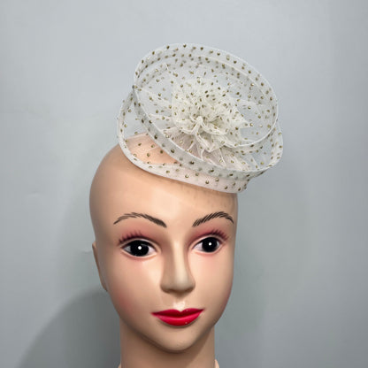 Twisted Ivory Off White Fascinator Headband for baby girl