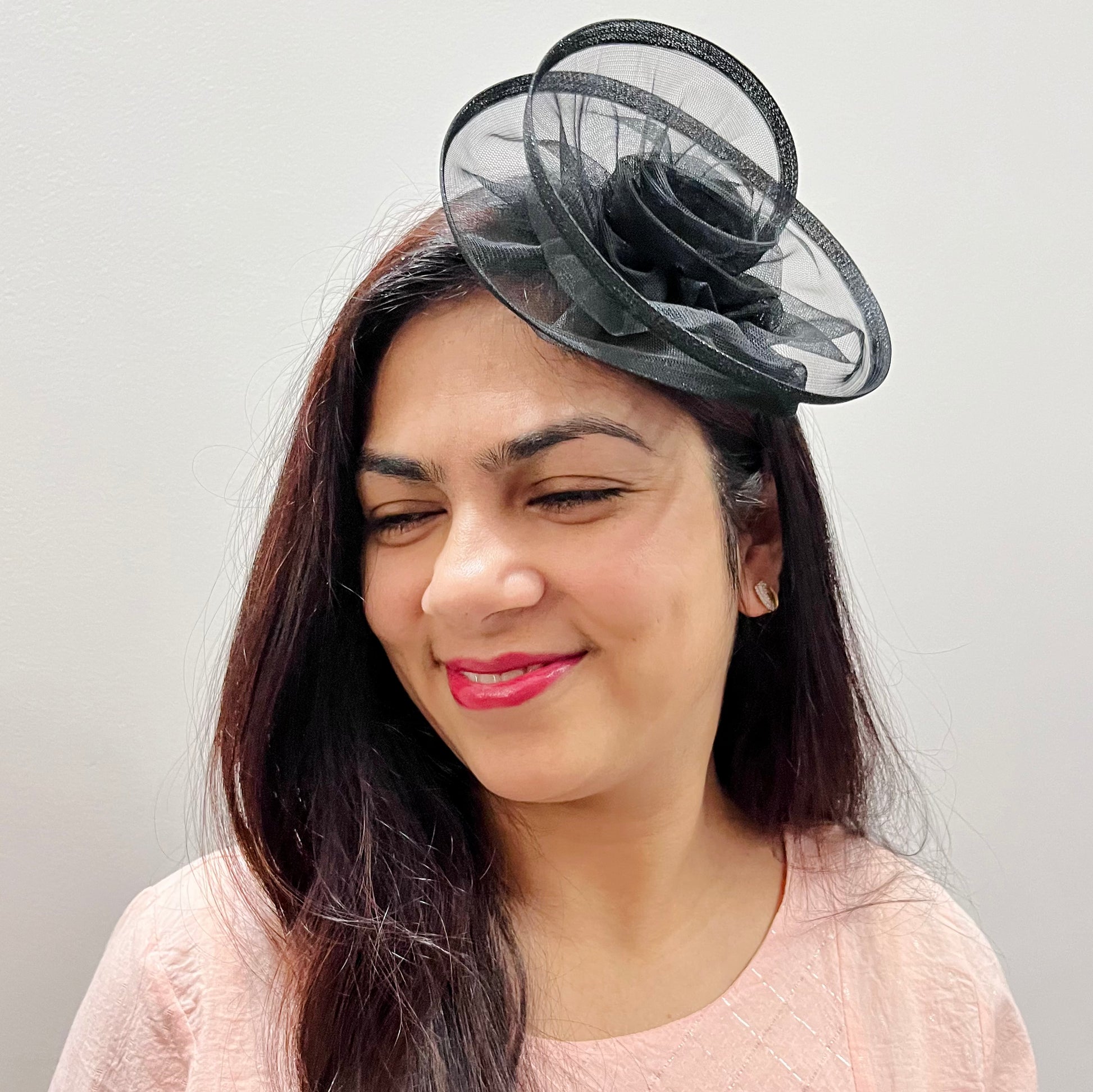 Twisted Black Flower Fascinator | Derby Race Hair Accessory