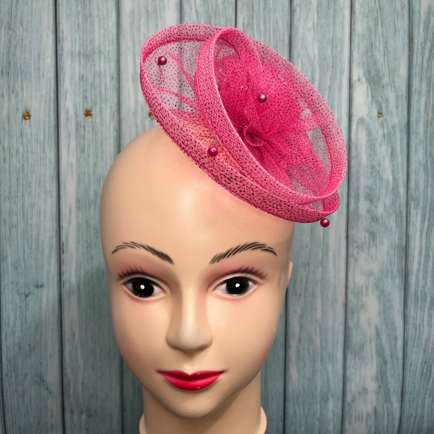Gilded Enchantment Pink Sparkle Fascinator Headband for baby girl