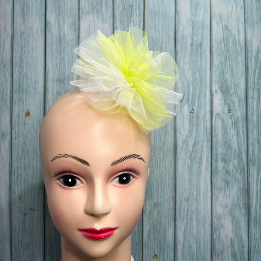 Tulle Puff White & Neon Green Hair Clip