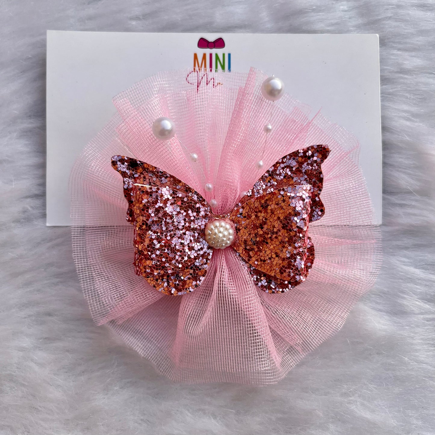 Pink Butterfly Hair Clip Fascinator | Baby Girl Nylon Headband