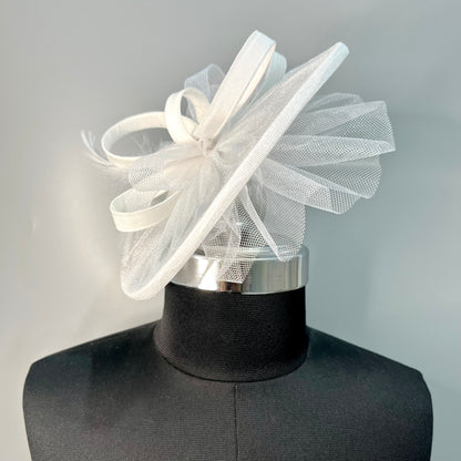 Cocktail Party White Fascinator Hat