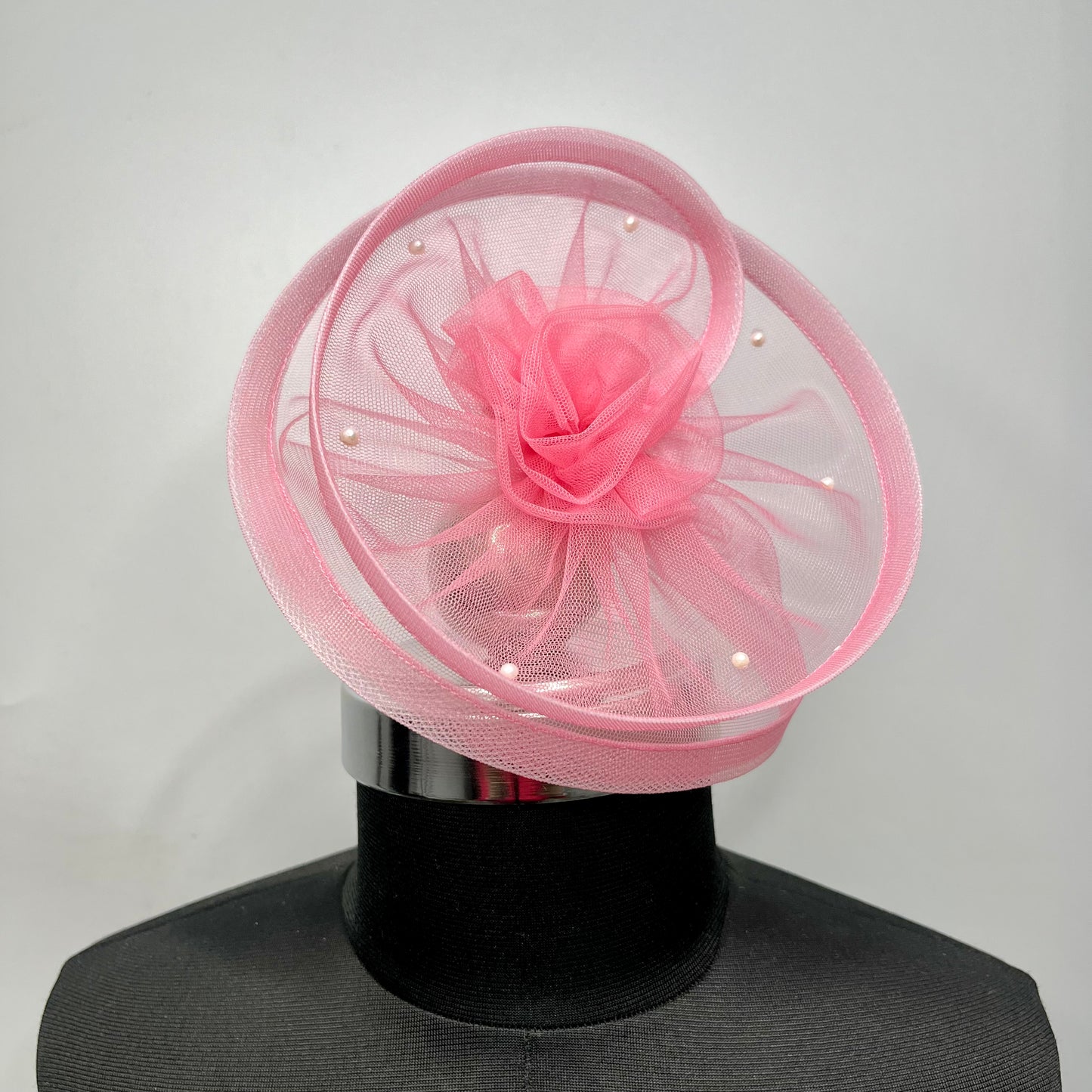 Twisted Baby Pink Fascinator Hat | Designer Hat Piece