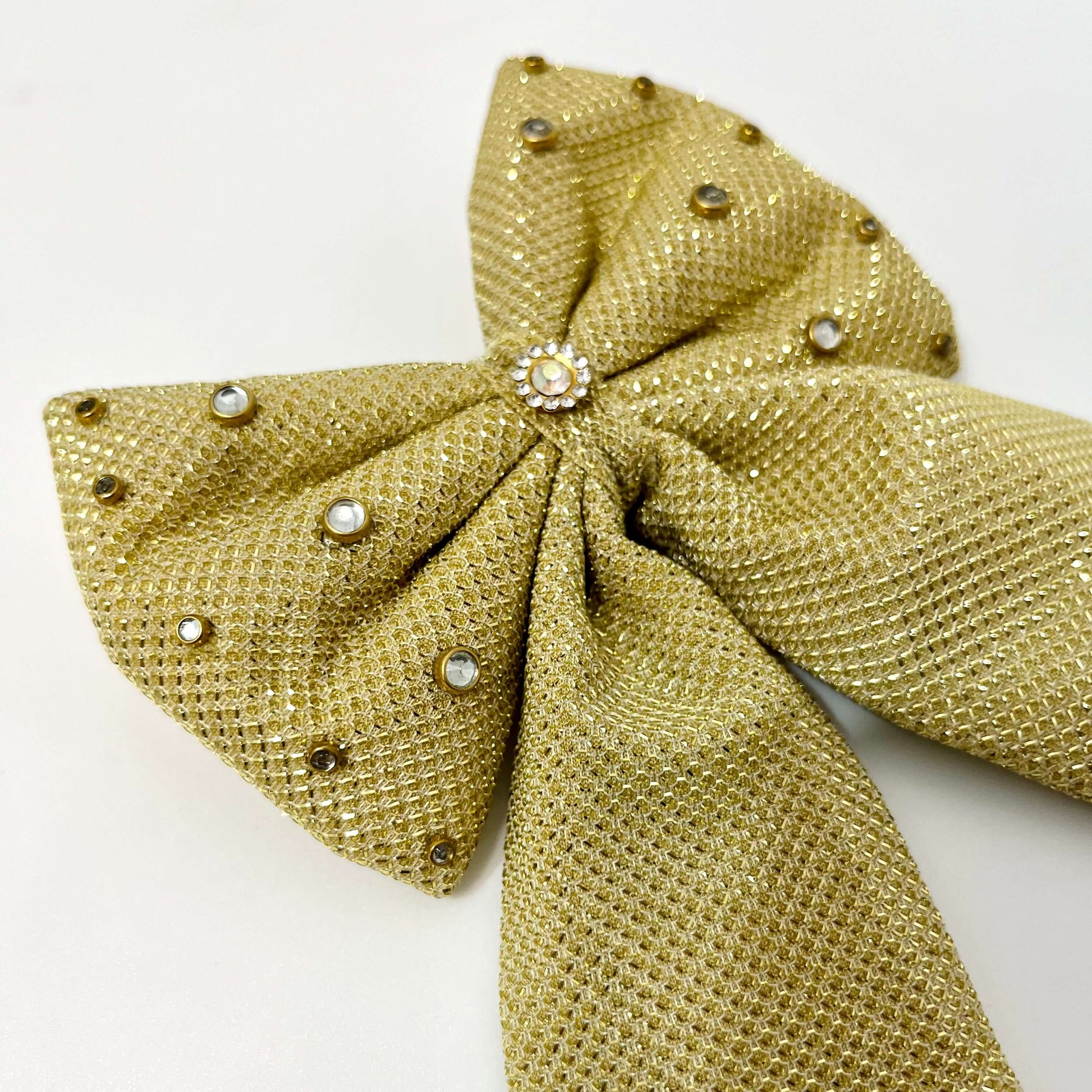 Golden Embellished Pigtail Hair Bow Clip | Designer Hair Accessory