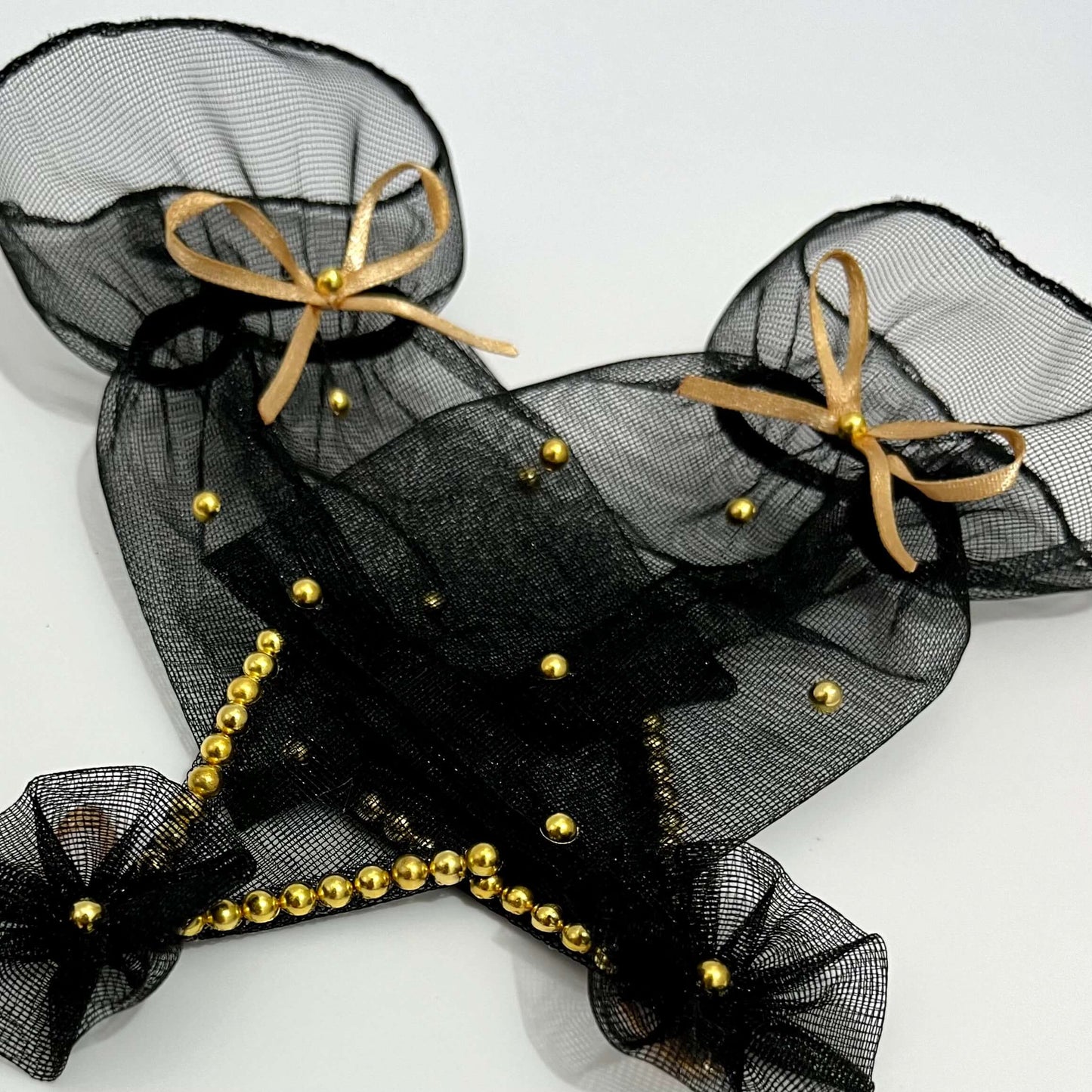 Black Gloves with Golden Pearls | Birthday Exquisite Accessories