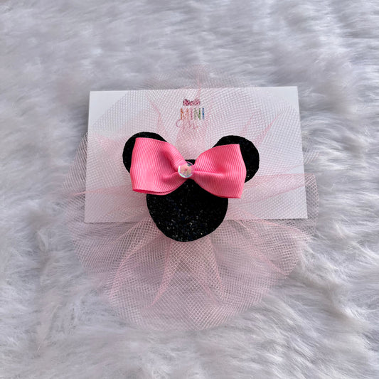 Minnie Mouse Pink and Black Hair Clip 