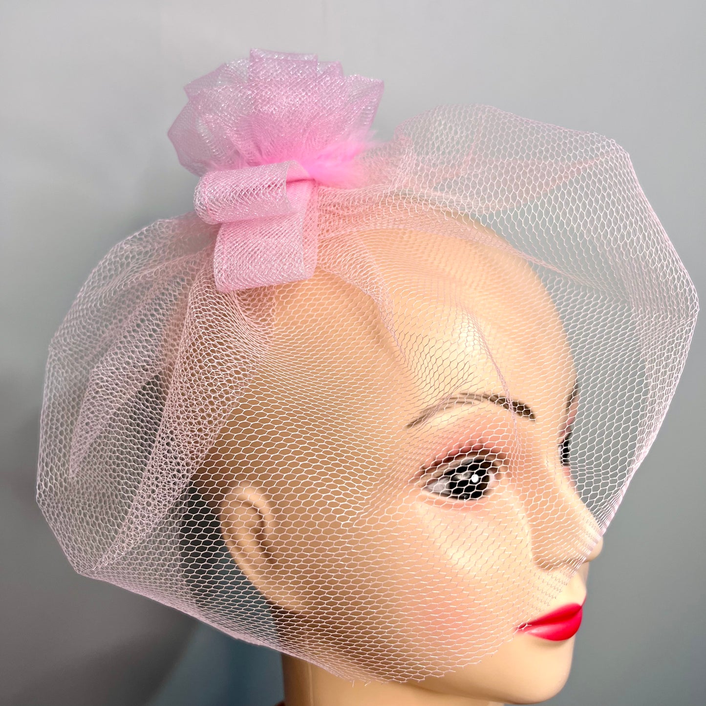 SERENITY Pink Veil Fascinator | Millinery Headpiece