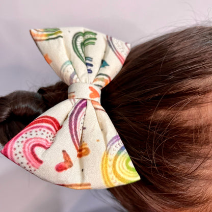 Rainbow Hair Bow Clip | Premium Fabric