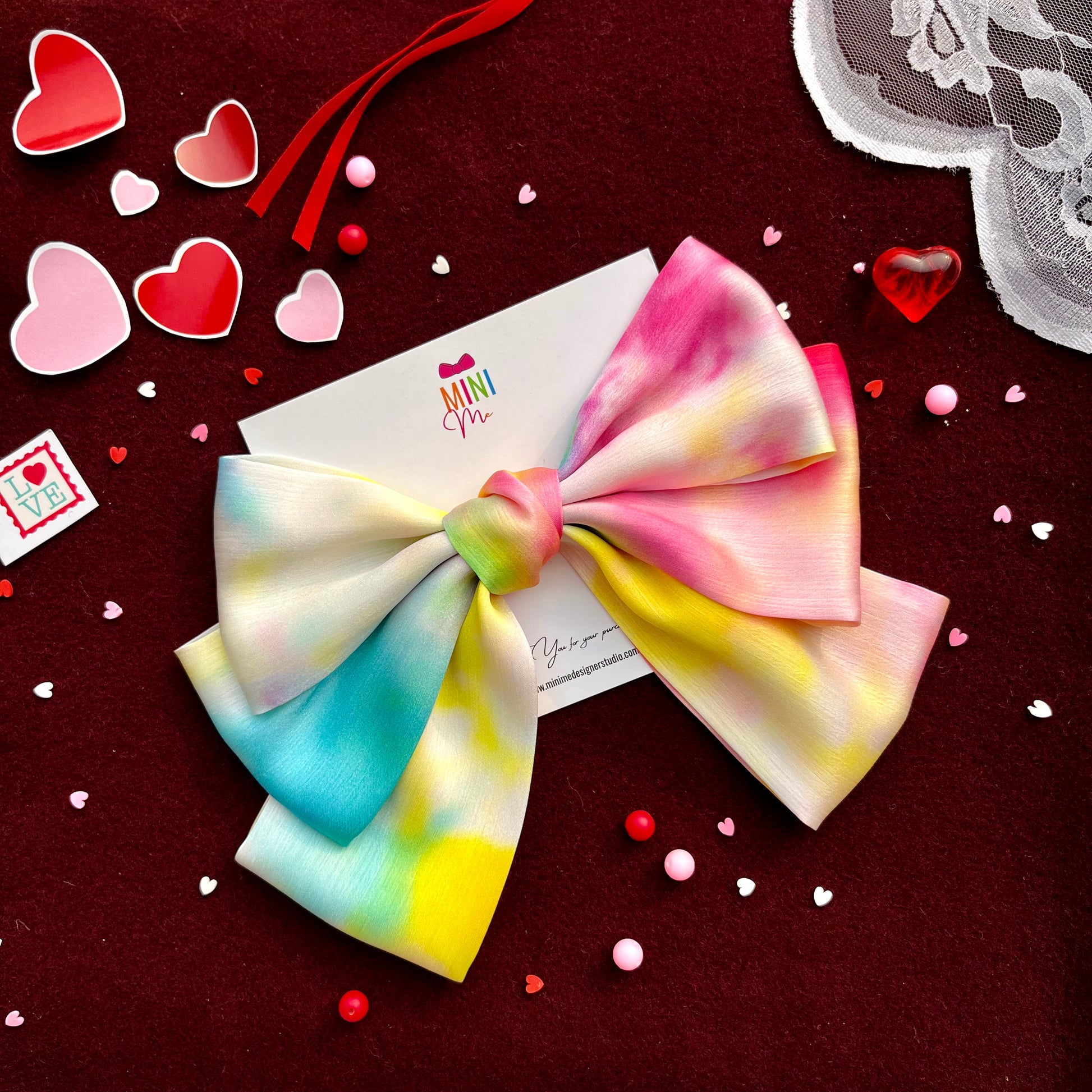 Love Splash Multicolor Silk Bow Hair Clip | Nylon Headband | Perfect Gift