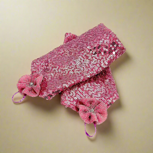 Pink Sequins Party Gloves for Girls