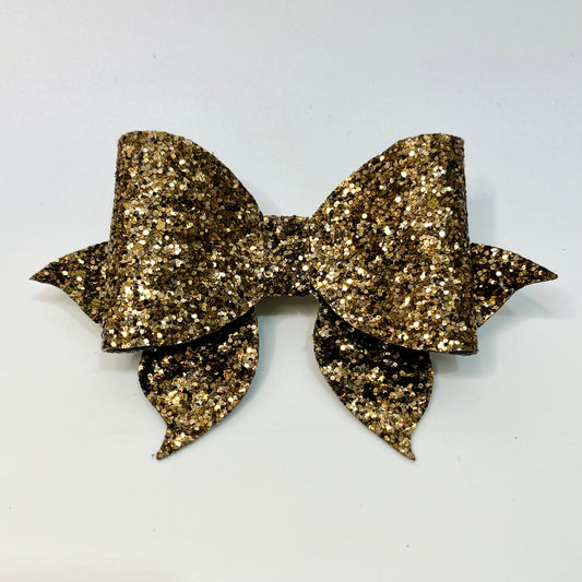 Metallic Gold Pigtail Bow | Party Hair Bows
