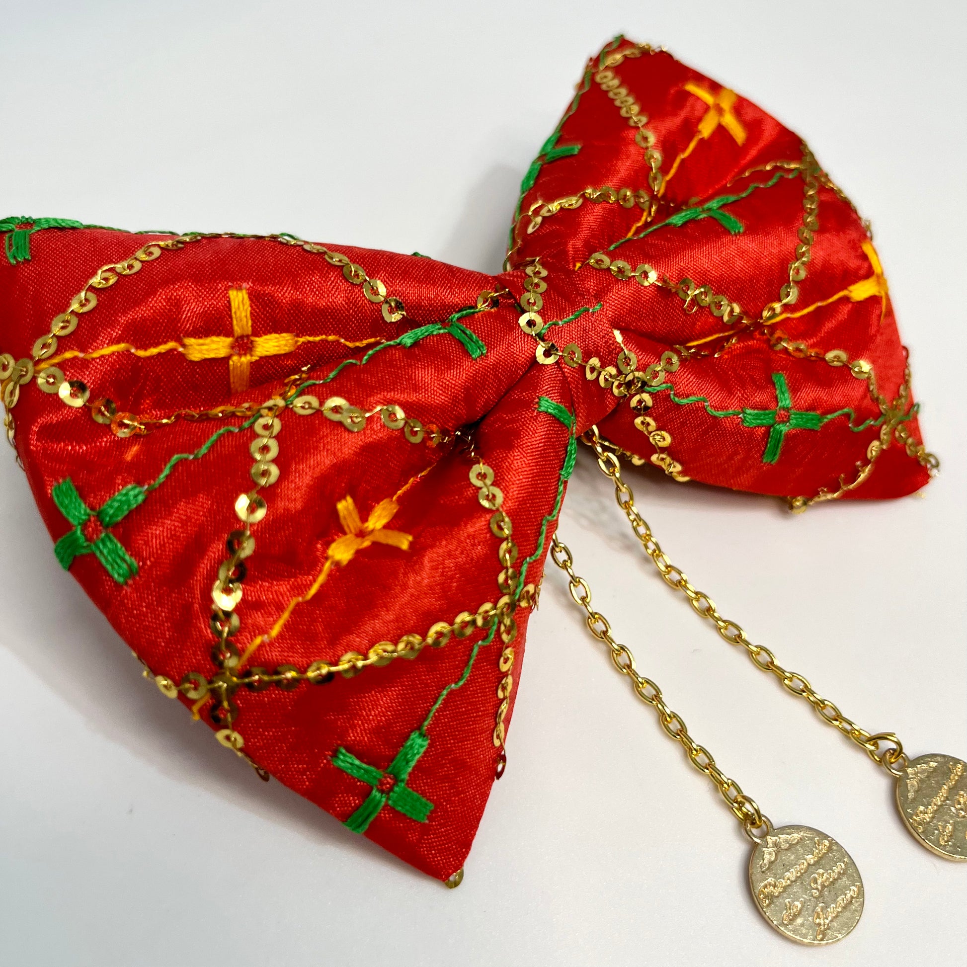 Red Festive Bow Hair Clip | Ethnic Look Hair Bow