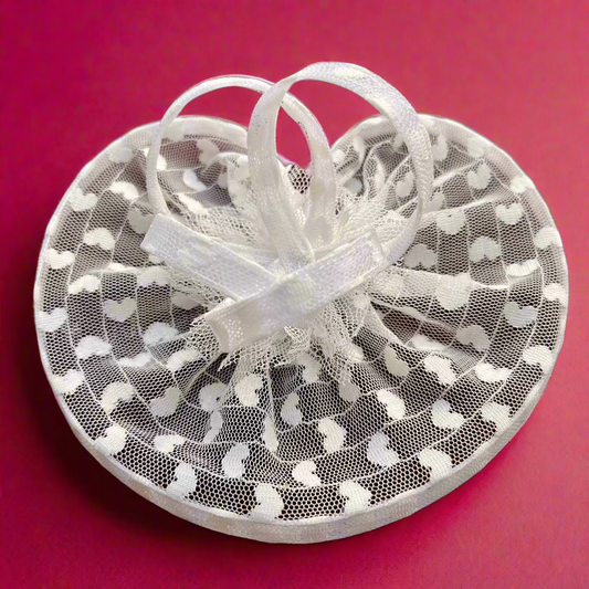 White Hearts Fascinator Hair Clip | Unique Anniversary Gift for Her