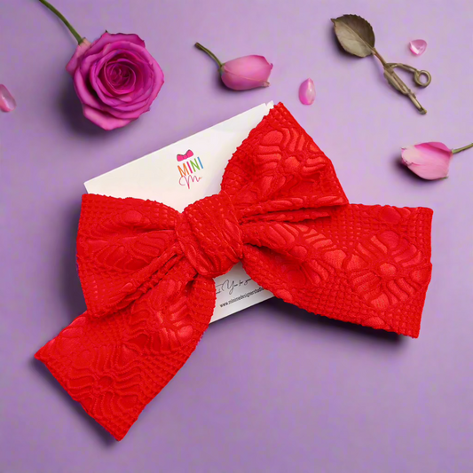 Red Knotted Pigtail Hair Bow | Designer Hair Clip