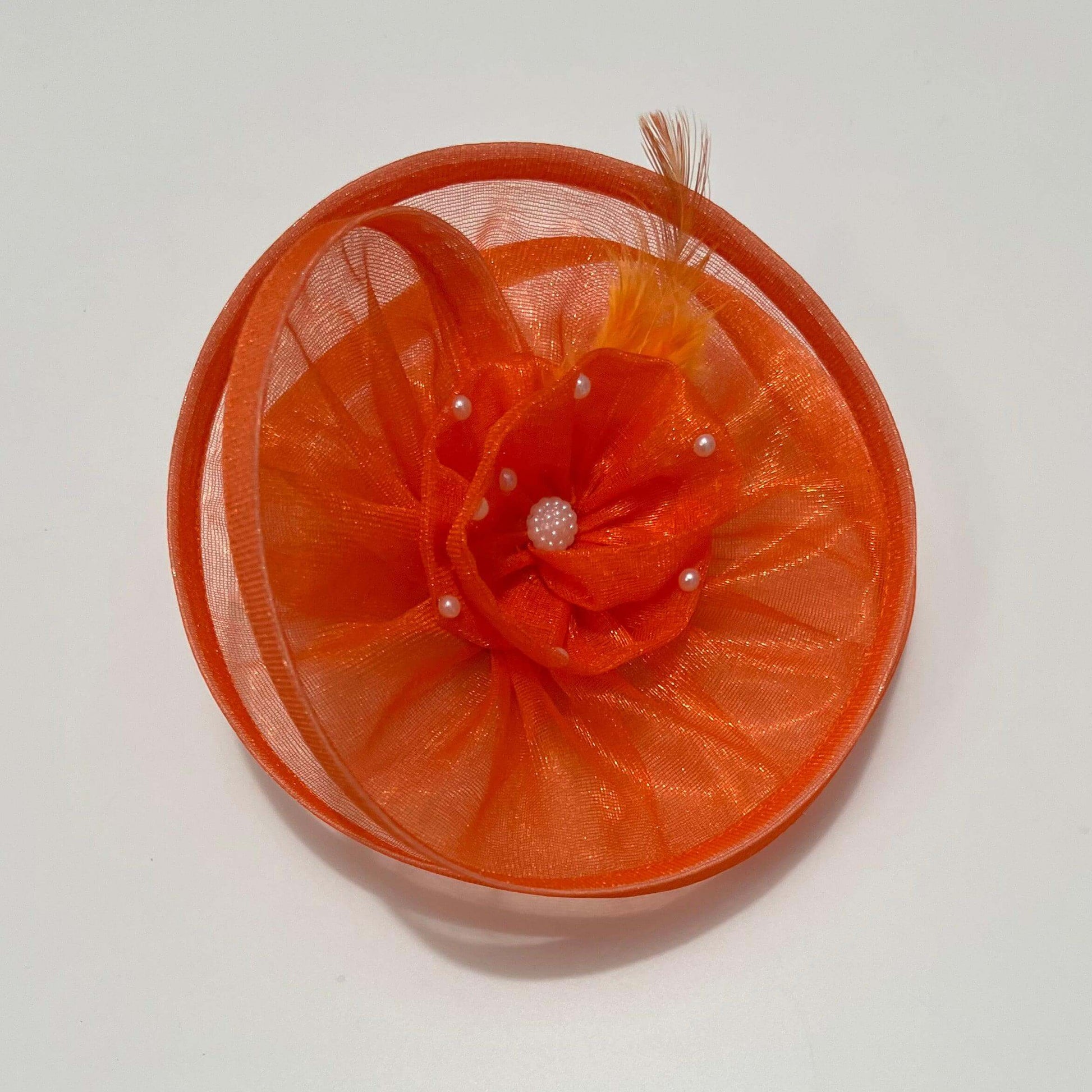 Orange Flower Fascinator | Birthday Headband for Baby Girl