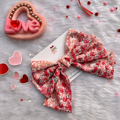 Love Blossoms Peach and Pink Hair Bow Clip | Women Designer Hair Clip