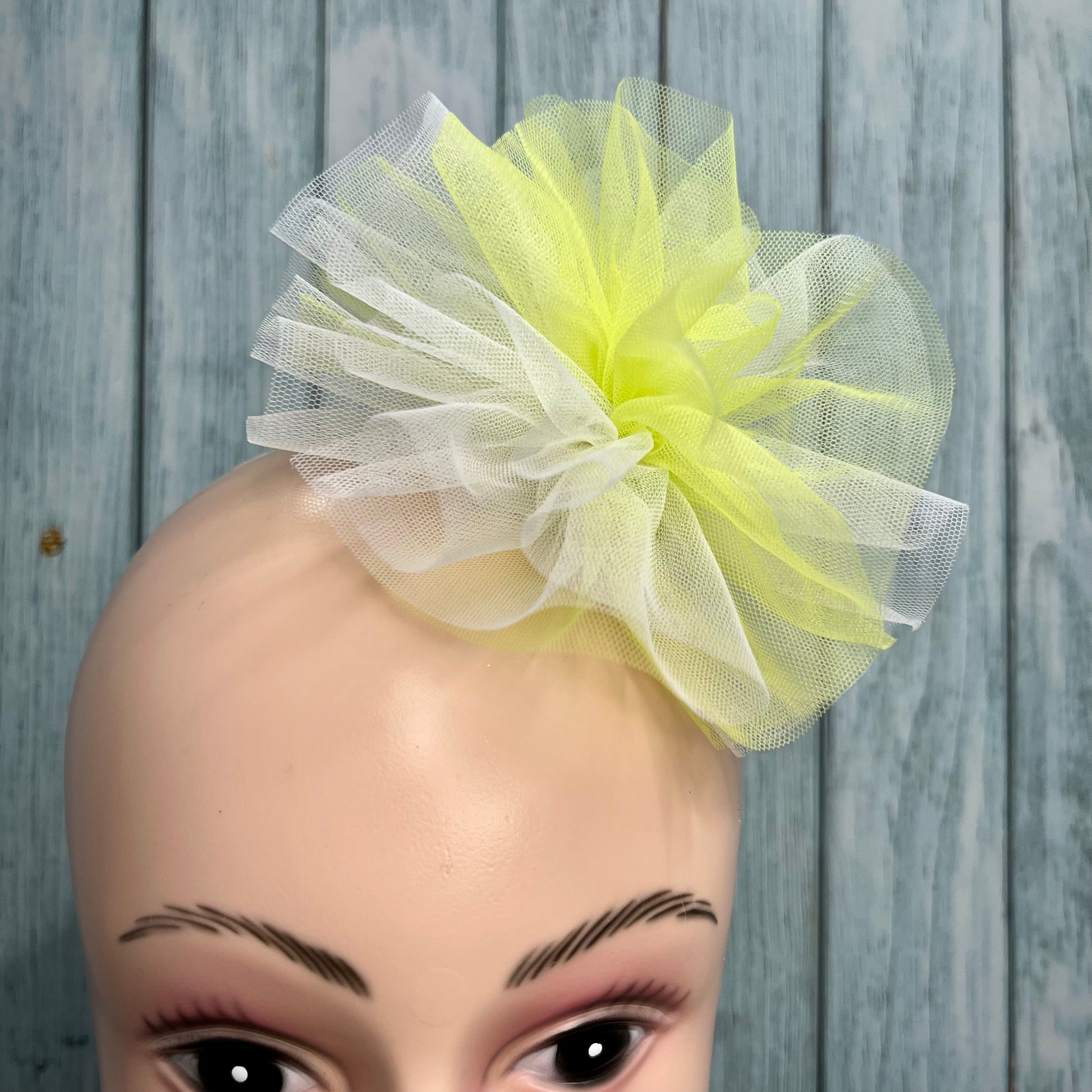 Tulle Puff White & Neon Green Baby Girl Headband