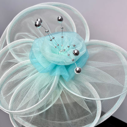 Aqua Mint Net Fascinator Hair Clip | Princess Hair Accessories