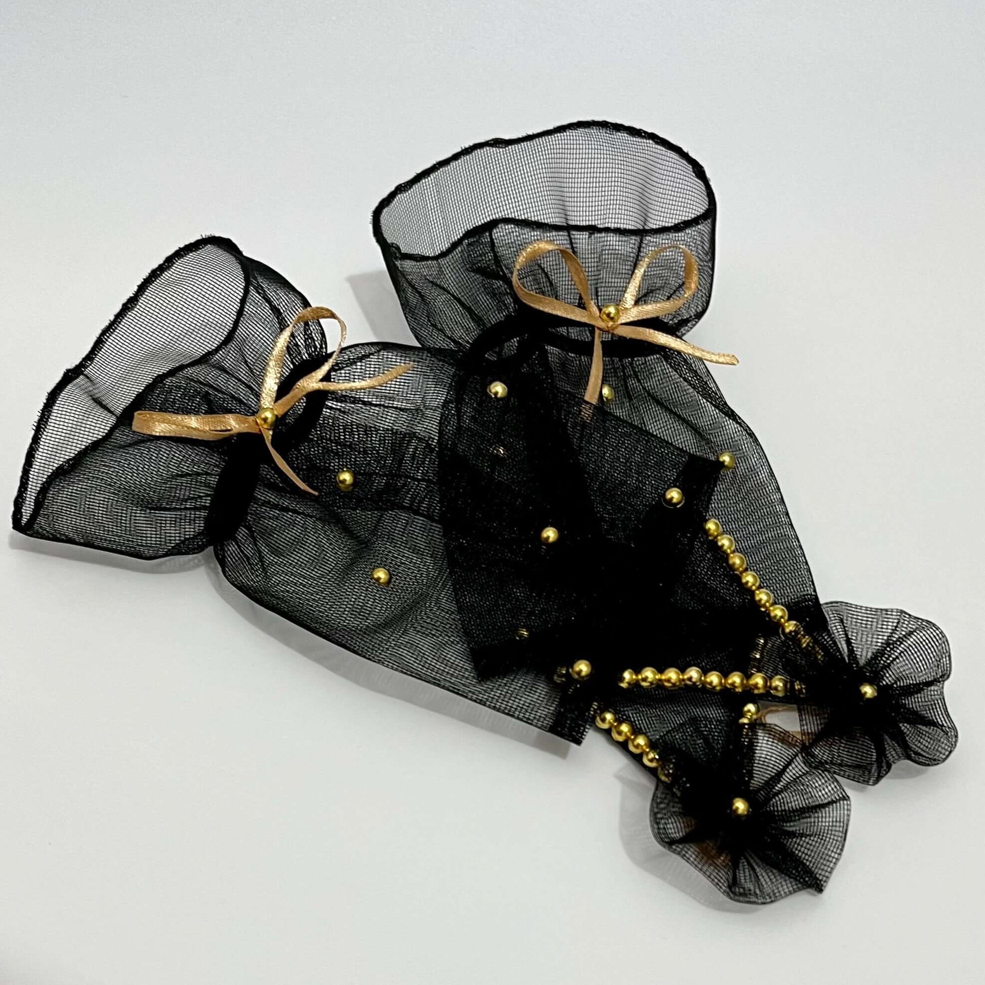 Black Gloves with Golden Pearls | Princess Accessories