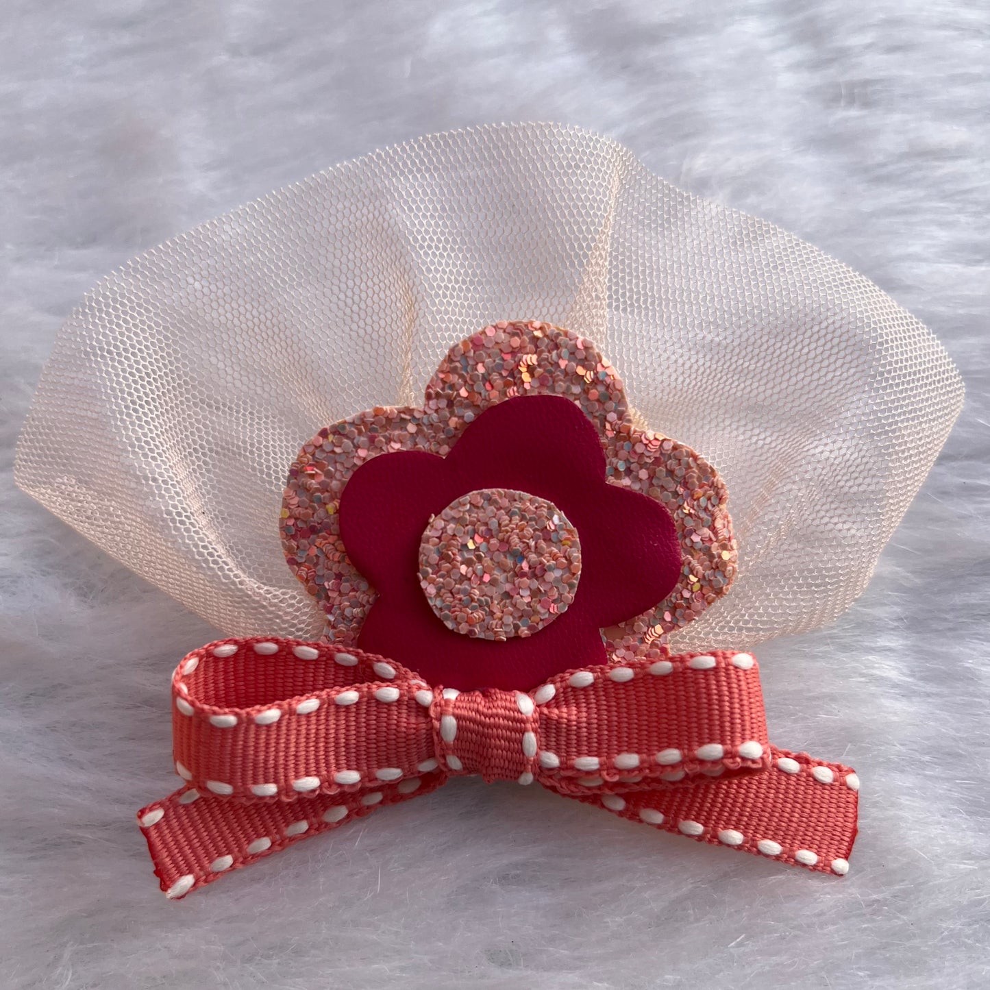 Pink Flower Ribbon Hair Clip | Baby Girl Headband