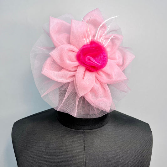 Lovely Day Flower Fascinator | Pink Net Hair Clip