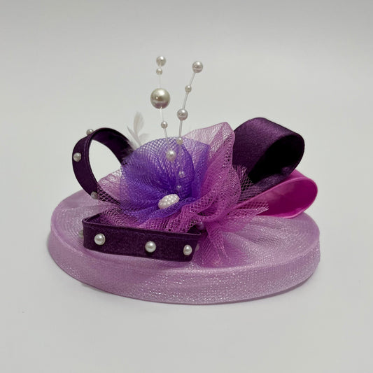 Purple Princess Fascinator Hat | Multicolor Har Pin | Baby Girl Headband