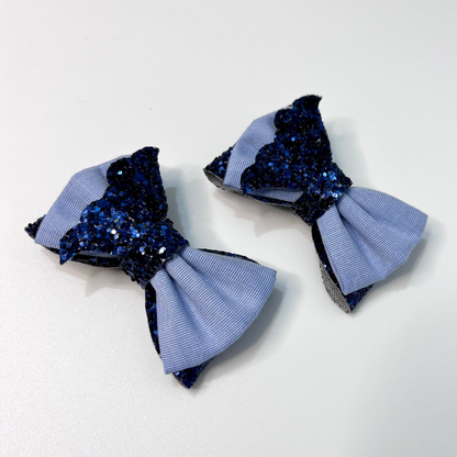 Mermaid Bow Hair Clip | School uniform blue bow