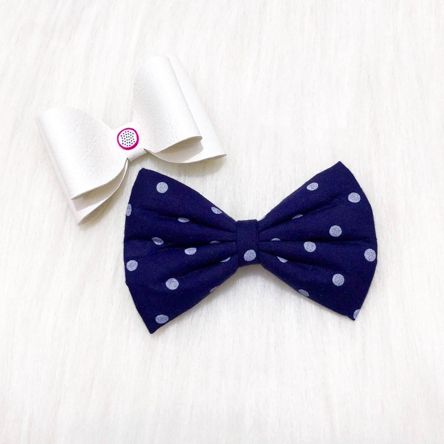 Navy Blue and White Polka Dots Bow Hair Clip | Buy Online for Girls