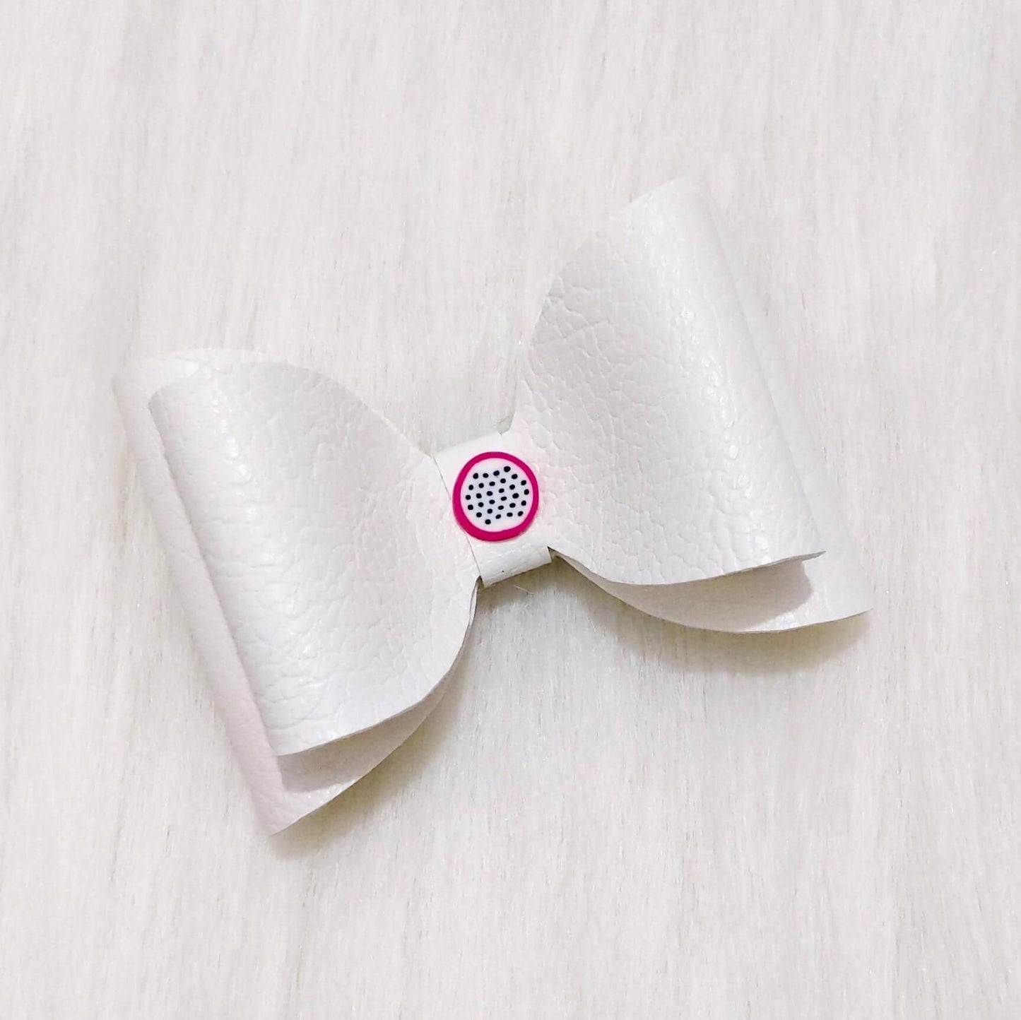 White Polka Dot Bow Hair Clip | Designer Accessory for Girls