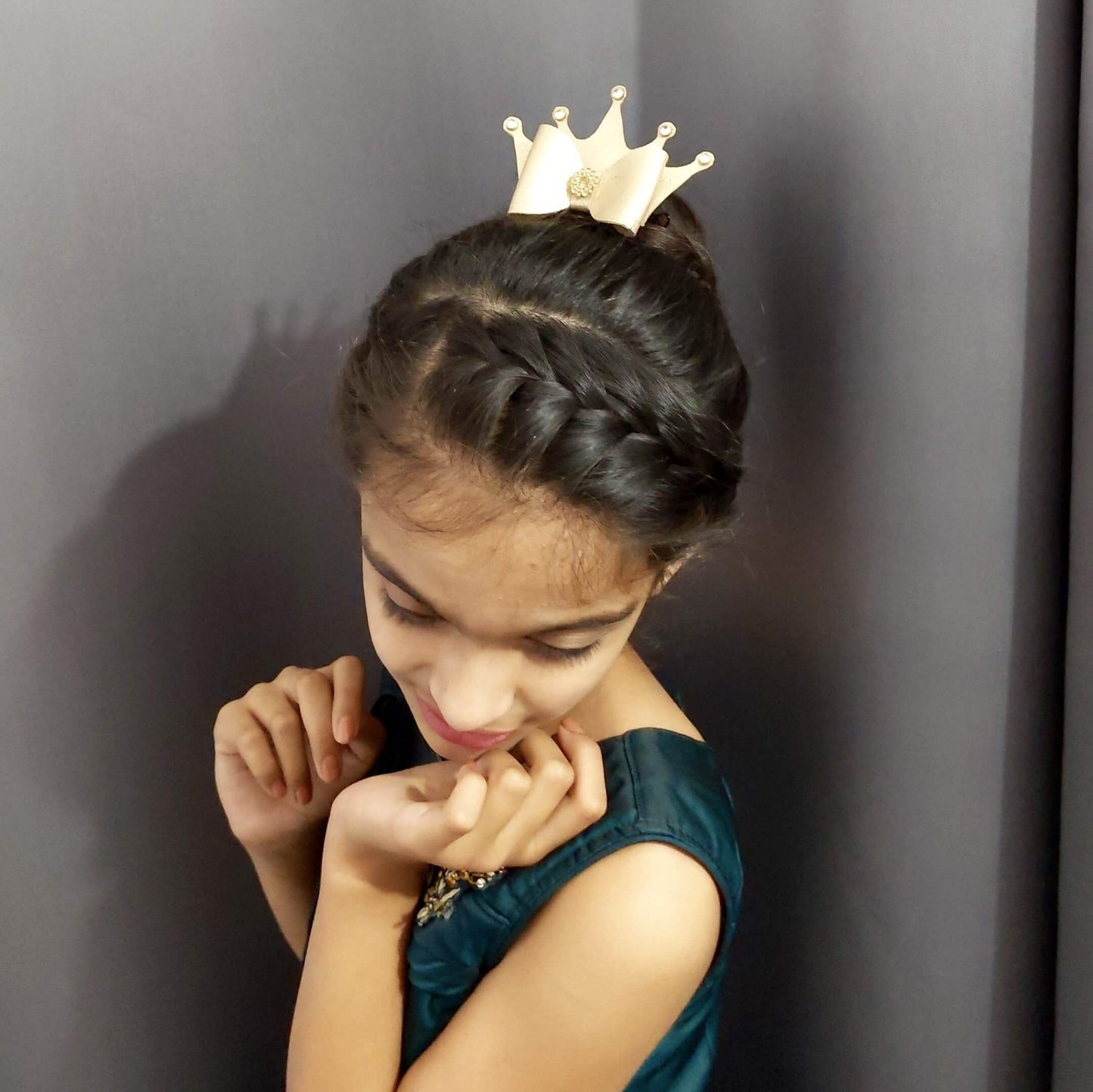 Golden Crown Hair Bow Clip | Designer Hair Accessories for Kids and Girls