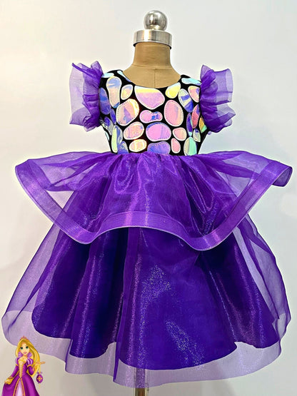 Purple Princess Rapunzel Theme Dress | Girls Designer Birthday Dress